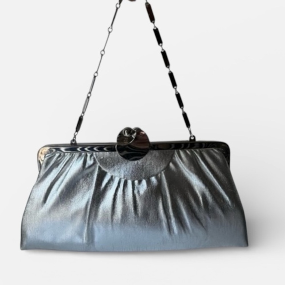 Vintage 1950s HL U.S.A. Silver Clutch with chain handle